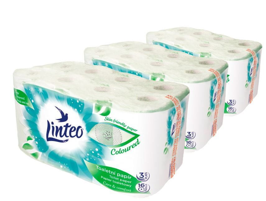 LINTEO Toaletný papier zelený 3 x 16 roliek 3-vrstvový